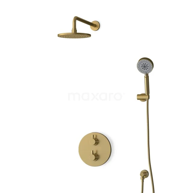 Inbouw Regendoucheset Radius Gold, Thermostaatkraan, 20cm Hoofddouche, Goud BIG55-00145