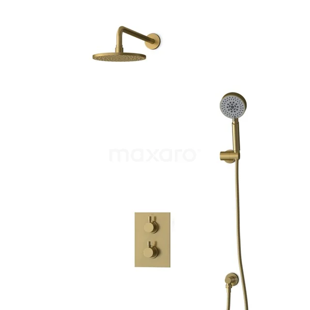 Inbouw Regendoucheset Radius Gold, Thermostaatkraan, 20cm Hoofddouche, Goud BIG55-00146