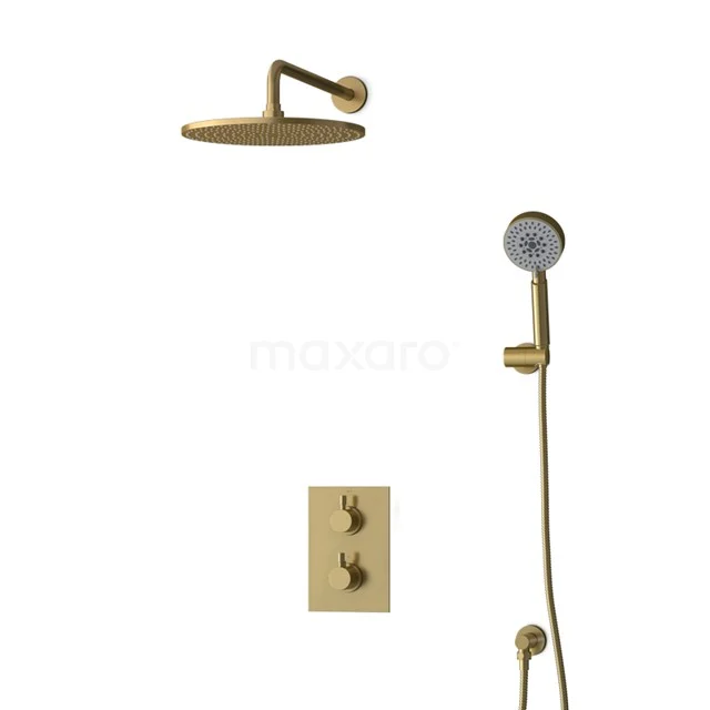 Inbouw Regendoucheset Radius Gold, Thermostaatkraan, 30cm Hoofddouche, Goud BIG55-00152