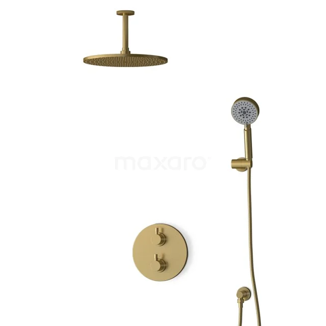 Inbouw Regendoucheset Radius Gold, Thermostaatkraan, 30cm Hoofddouche, Goud BIG55-00160
