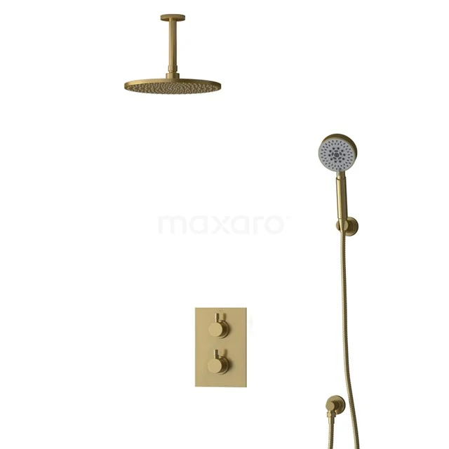 Inbouw Regendoucheset Radius Gold, Thermostaatkraan, 25cm Hoofddouche, Goud BIG55-00176