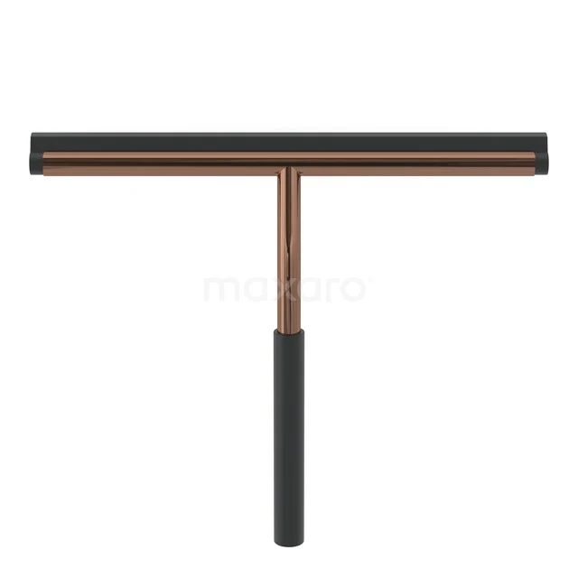 Black and copper shower squeegee with rubber strip, perfect for drying glass shower walls in the bathroom.