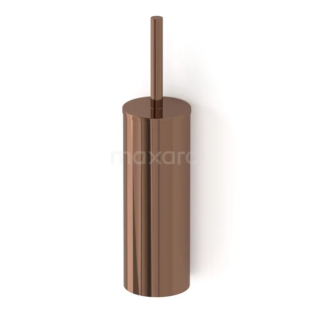 Toilet brush holder with a holder in copper colour, cylindrical design, perfect as a stylish bathroom accessory.