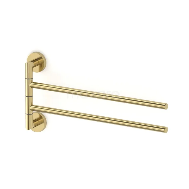 Radius Towel Rack | Shiny Light Gold | Rotatable 150-0401GLG Gold-coloured double towel holder made of metal with rotating arms, perfect as a functional bathroom accessory.