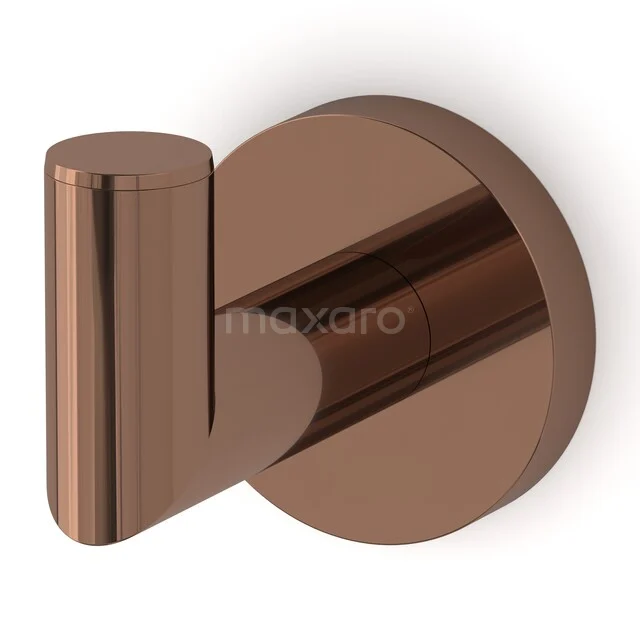 Radius Towel Hook | Shiny Copper 150-0601GKP Round, rose gold metal towel hook, ideal for a modern bathroom decor.