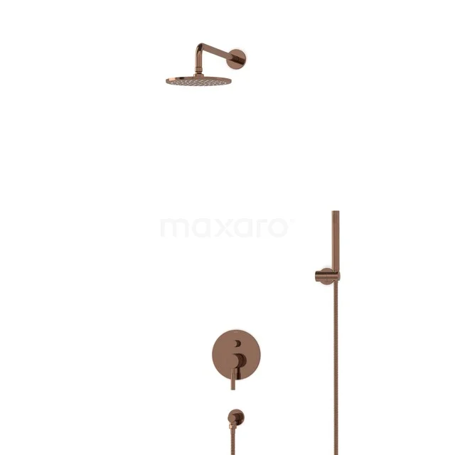 Radius Regenduschen Einbau | Glänzendes Kupfer 20 cm Regenduschen Eingriff BIGKP55-00022 Kupferne Regenduschen mit runder Dusche, Wandmontage und Handbrause, perfekt für moderne Bäder.