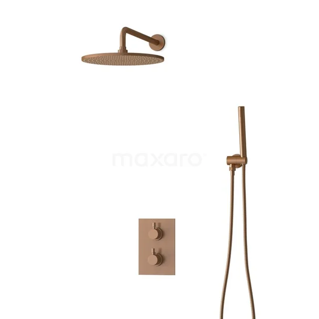 Inbouw Regendoucheset Radius Copper, Thermostaatkraan, 30cm Hoofddouche, Koper BIK55-00010