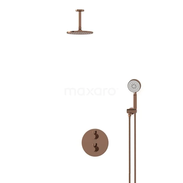 Radius Einbau Regenduschen-Set | Glänzendes Kupfer 20 cm Kopfbrause Thermostatisch BIGKP55-00100 Kupferne Regenduschen mit Handbrause, runde Formen und einer stilvollen Verarbeitung, perfekt für ein luxuriöses Badezimmer.