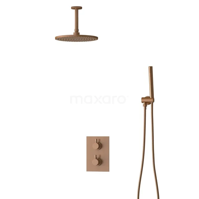 Inbouw Regendoucheset Radius Copper, Thermostaatkraan, 25cm Hoofddouche, Koper BIK55-00016