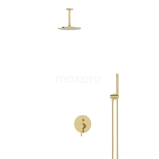 Radius Regendouche Inbouw | Glanzend lichtgoud 20 cm Regendouche Eéngreeps BIGLG55-00014