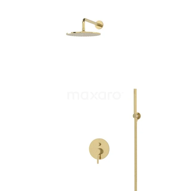 Radius Regendouche Inbouw | Glanzend lichtgoud 25 cm Regendouche Eéngreeps BIGLG55-00042