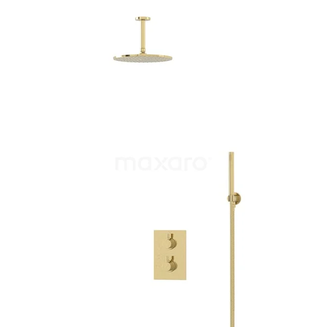 Radius Regendouche Inbouw | Glanzend lichtgoud 25 cm Regendouche Thermostatisch BIGLG55-00050