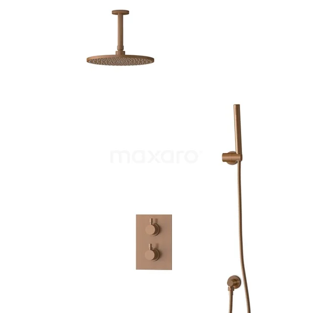 Inbouw Regendoucheset Radius Copper, Thermostaatkraan, 25cm Hoofddouche, Koper BIK55-00032