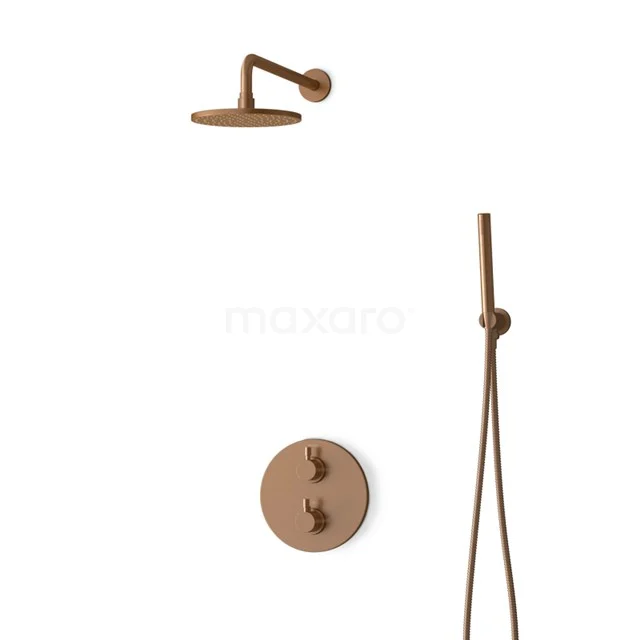 Inbouw Regendoucheset Radius Copper, Thermostaatkraan, 20cm Hoofddouche, Koper BIK55-00037