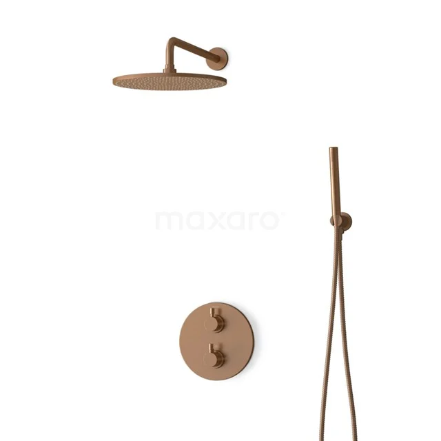 Inbouw Regendoucheset Radius Copper, Thermostaatkraan, 30cm Hoofddouche, Koper BIK55-00043
