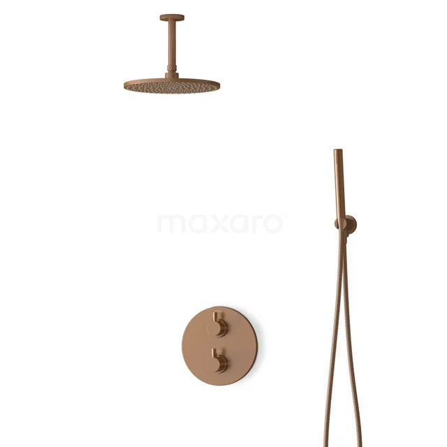 Inbouw Regendoucheset Radius Copper, Thermostaatkraan, 25cm Hoofddouche, Koper BIK55-00049