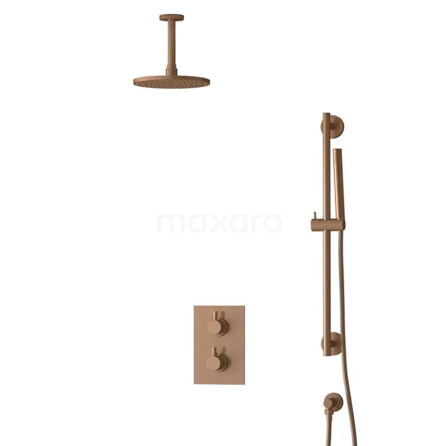 Inbouw Regendoucheset Radius Copper, Thermostaatkraan, 20cm Hoofddouche, Koper BIK55-00065