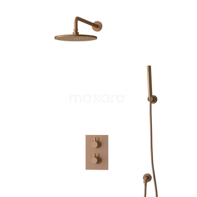 Inbouw Regendoucheset Radius Copper, Thermostaatkraan, 25cm Hoofddouche, Koper BIK55-00077