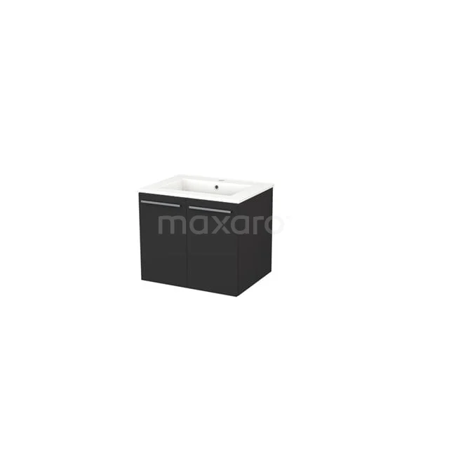 Box Badkamermeubel met wastafel | 60 cm Mat zwart front Keramiek 2 deuren BMA007285