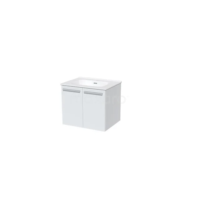 Box Vanity units with basin | 60 cm Matte white front Ceramic 2 doors BMA005503 White bathroom unit with integrated vanity units with basin, two doors and minimalist design, ideal for modern bathrooms.