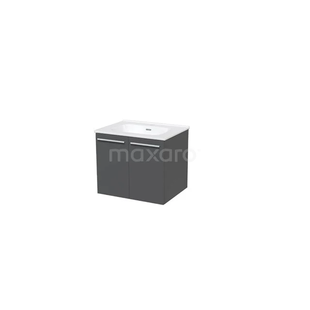Box Badkamermeubel met wastafel | 60 cm Grijs front Keramiek 2 deuren BMW27-00008