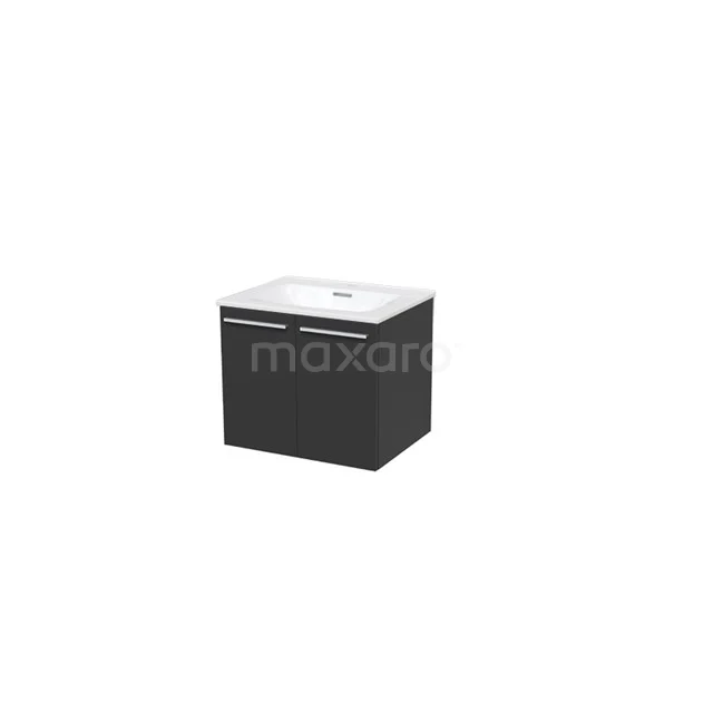 Box Badkamermeubel met wastafel | 60 cm Mat zwart front Keramiek 2 deuren BMA007309