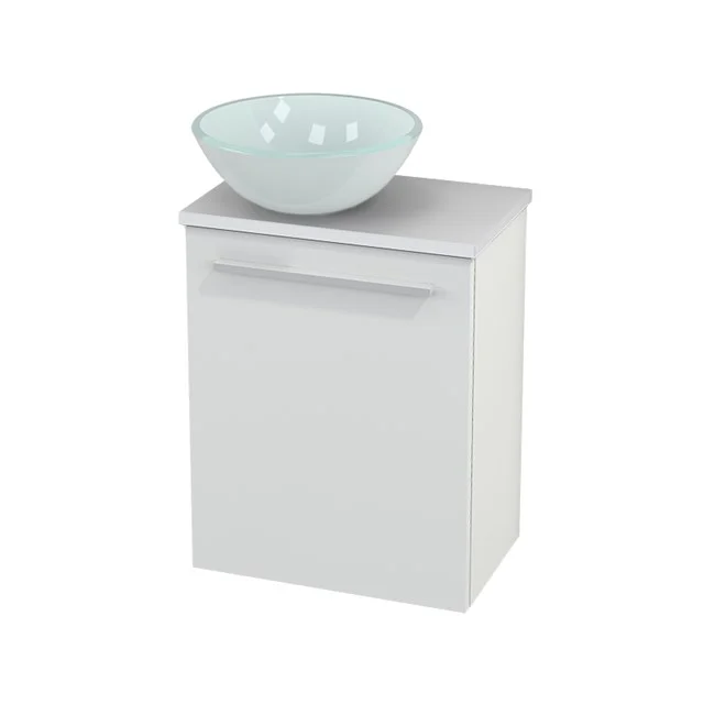 White bathroom unit with ceramic bowl, compact design and clean finish, ideal for modern bathrooms.