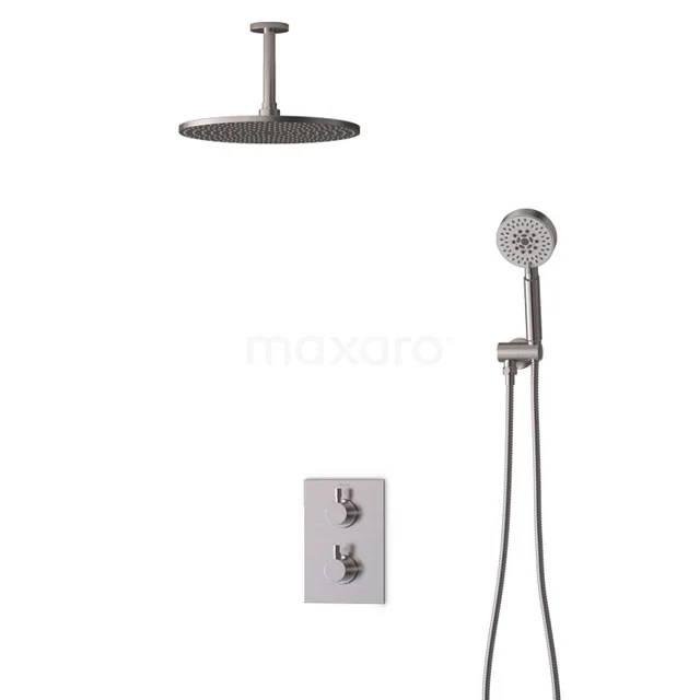 Inbouw Regendoucheset Radius Steel, Thermostaatkraan, 30cm Hoofddouche, Rvs BIR55-00154