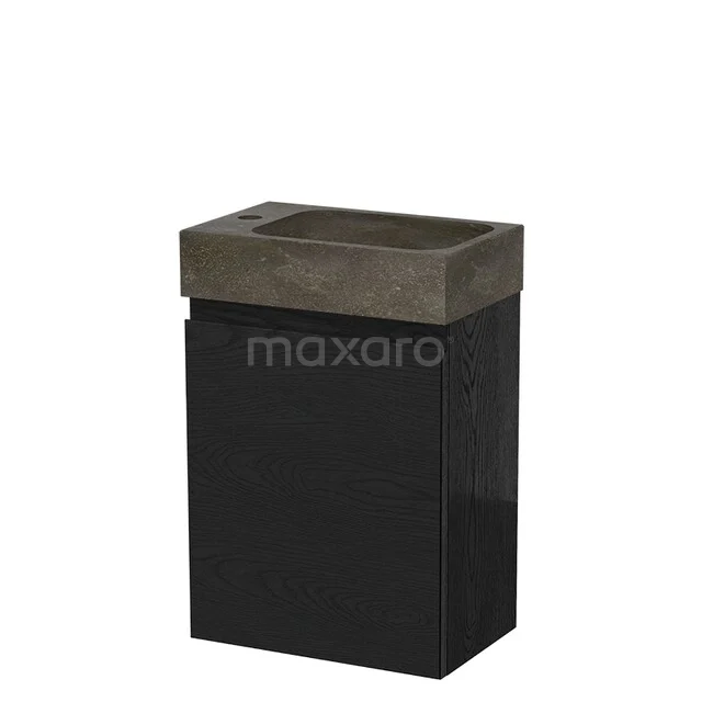 Modulo Pico WC-Möbel mit Waschbecken | 40 cm Schwarze Eiche Grifflose Front Naturstein TMW10-00486 Modulo Pico WC-Möbel mit Waschbecken | 40 cm Schwarze Eiche Grifflose Front Naturstein TMW10-00486