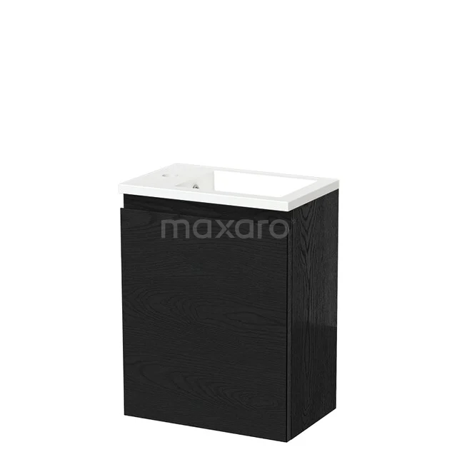 Modulo Pico WC-Möbel mit Waschbecken | 40 cm Schwarze Eiche Grifflose Front Mineralguss TMW10-00491