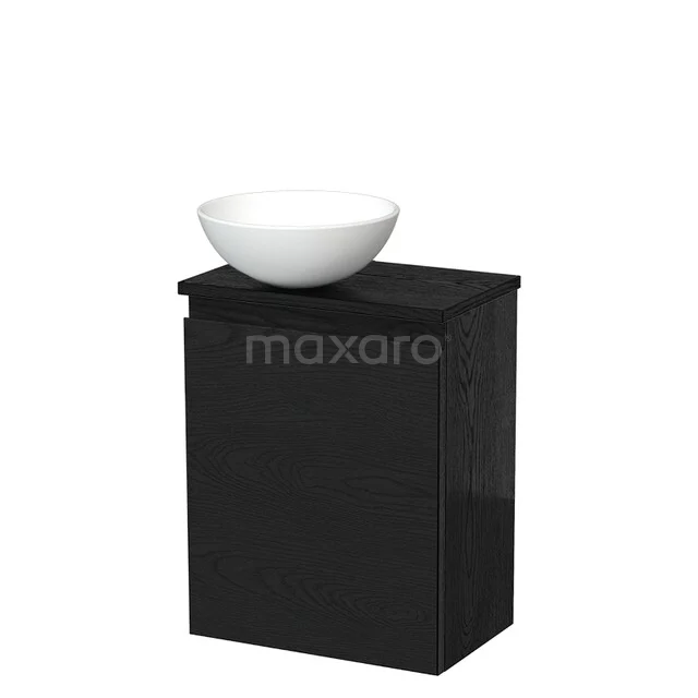 Toiletmeubel met waskom | 41 cm Zwart eiken Greeploos front Mat wit Keramiek waskom Zwart eiken blad TMK10-13388 Toiletmeubel met waskom | 41 cm Zwart eiken Greeploos front Mat wit Keramiek waskom Zwart eiken blad TMK10-13388