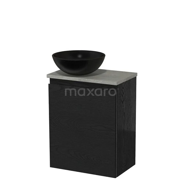 Toilet unit with wash basin | 41 cm Matte black oak Handleless front Black oak Ceramic countertop wash basin Grey oak worktop TMK10-13686