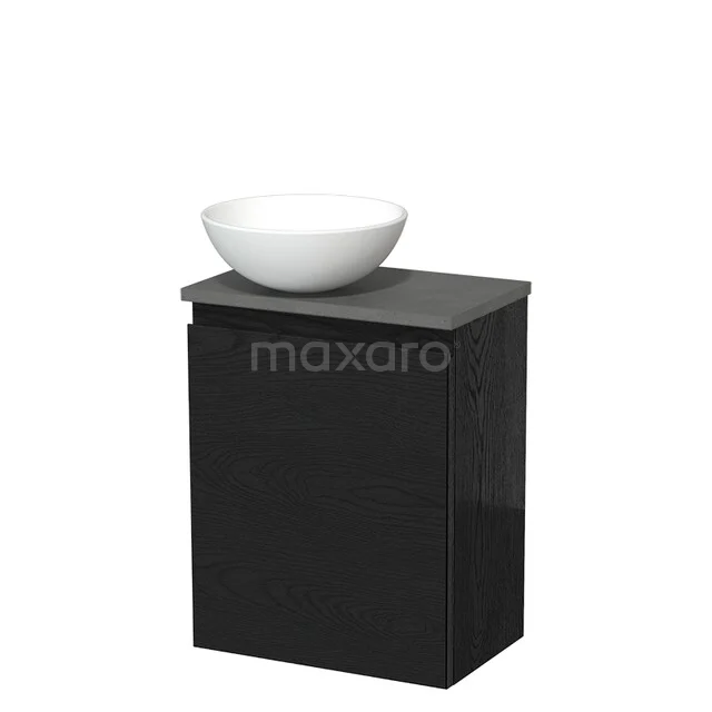 Countertop wash basin | 41 cm Black oak Handleless front Matte white Ceramic worktop Dark grey concrete Fronts TMK10-13713