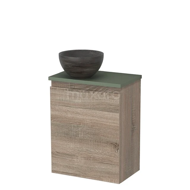Toilet unit with wash basin | 41 cm Oak Handleless front Blue stone Natural stone Countertop wash basin Sage green worktop TMK10-14919