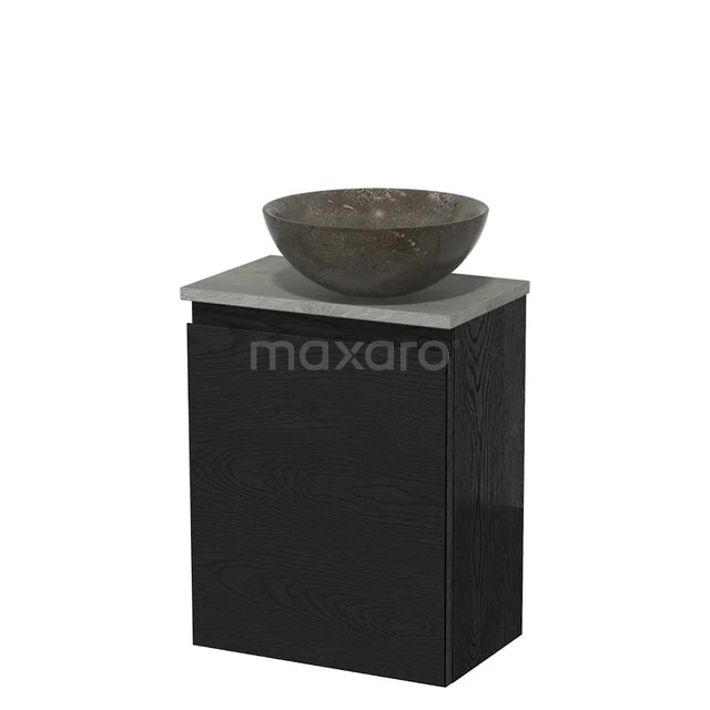 Toilet unit with countertop wash basin | 41 cm Black oak Handleless front Blue stone Natural stone worktop Grey oak worktop TMK10-13473