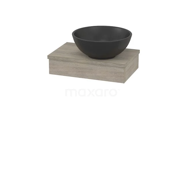 Shelf with countertop wash basin Quartz Modulo+ Pico Oak 40cm BMC001864 Basin set with grey round basin made of ceramic on a wooden shelf, perfect as a stylish eye-catcher in the modern bathroom.