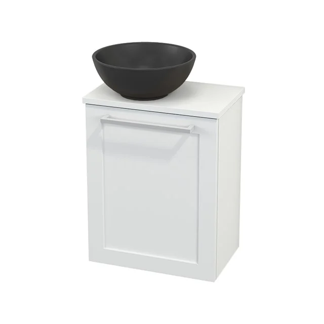 Toilet unit with countertop wash basin Quartz Modulo+ Pico Matte white 41cm BMC001890 White Bathroom unit with black vanity units with basin made of ceramic, modern style, compact design for small bathrooms.