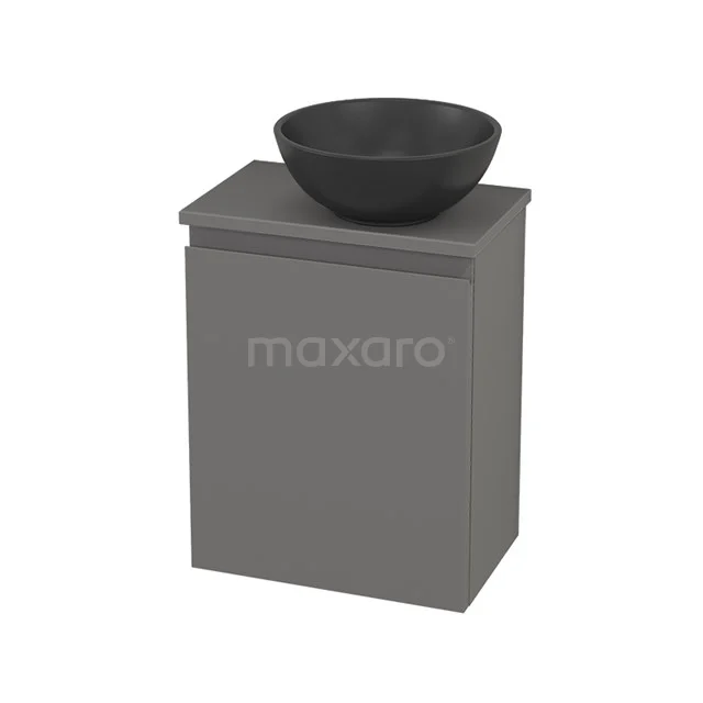 Toilet unit with Countertop wash basin Quartz Modulo+ Pico Basalt 41cm BMC001965 Grey bathroom cabinet with black round basin, modern design, perfect for stylish bathroom decor.