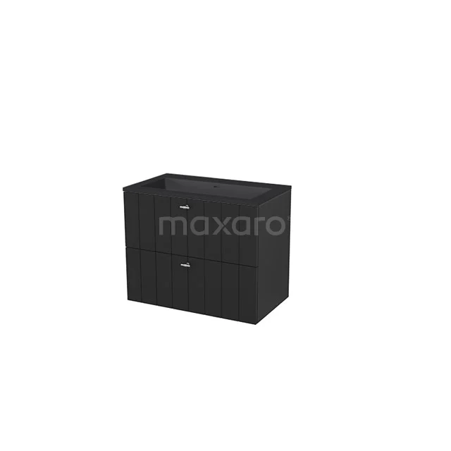 Black bathroom cabinet with two drawers, modern design, ideal for storage space in the bathroom. Quality MDF materials.