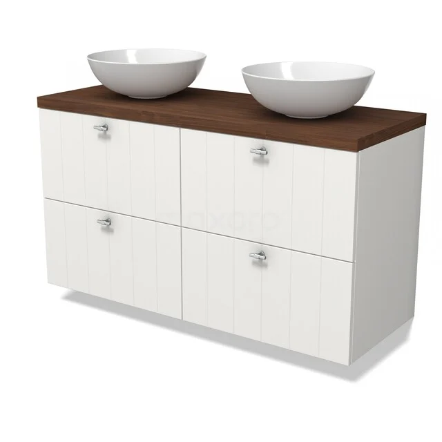 Modulo Plato Vanity units for countertop basin | 120 cm Matte white Slat front Walnut worktop 4 drawers BMK18-02381 BMK18-02381_v2_Hw.jpg