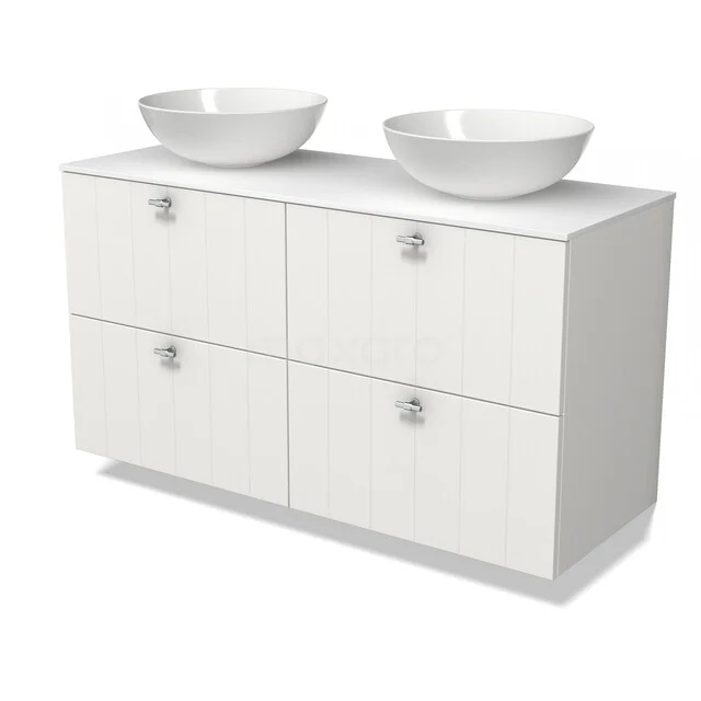 Modulo Plato Vanity units for countertop basin | 120 cm Matte white Slat front Solid surface worktop 4 drawers BMK18-02492 BMK18-02492_v2_Hw.jpg