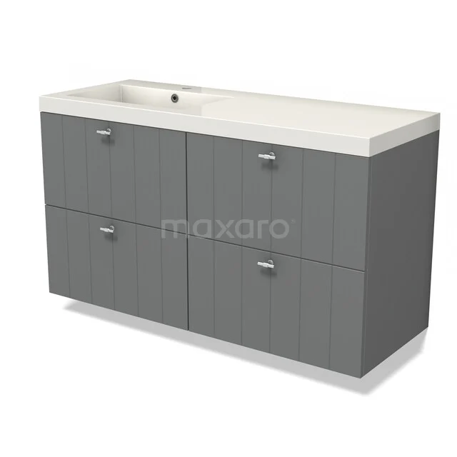 Modulo Bathroom furniture with sink | 120 cm Mid grey Slat front Mineral marble 4 drawers BMW18-01062