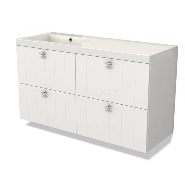 Modulo Bathroom furniture with sink | 120 cm Matte white Slat front Mineral marble 4 drawers BMW18-01068