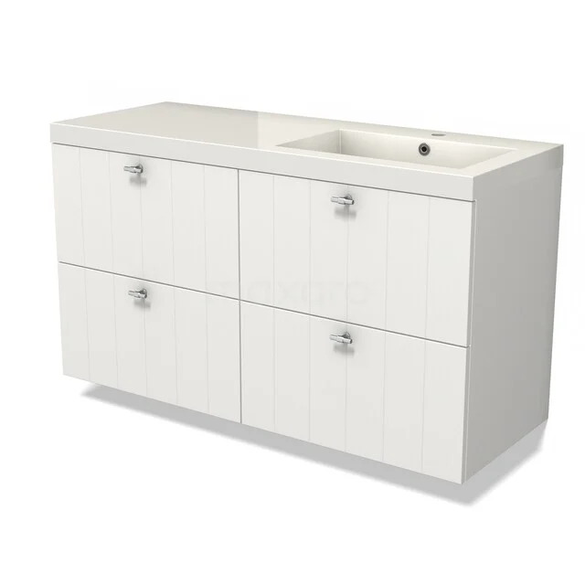 Modulo Waschtische | 120 cm Matt Weiß Lamelle front Mineralguss 4 Schubladen BMW18-01112