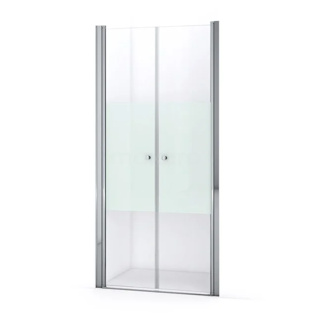Zircon Comfort Shower door | 100 cm Chrome Clear with matt strip Bi-fold door S0412-1000N