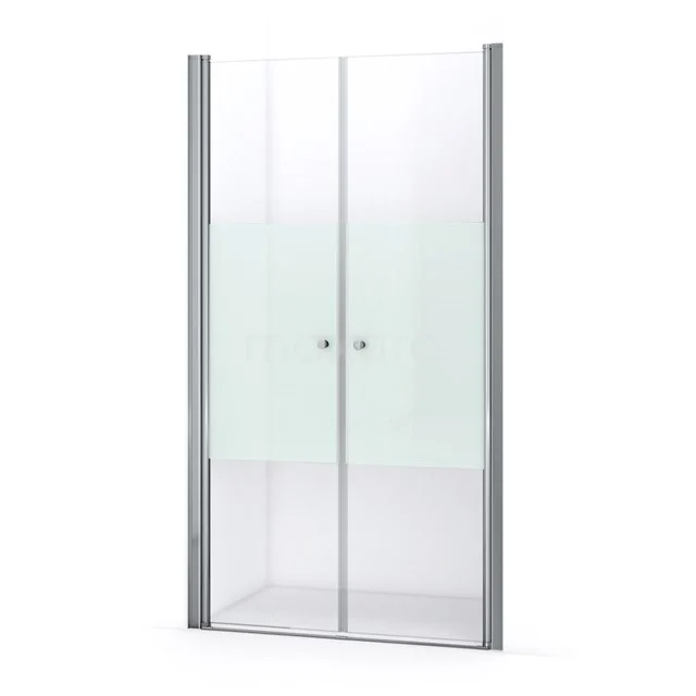 Zircon Comfort Shower door | 115 cm Chrome Clear with matt strip Bi-fold door S0412-1150N