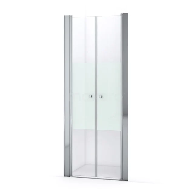 Zircon Comfort Shower door | 85 cm Chrome Clear with matt strip Bi-fold door S0422-0850N