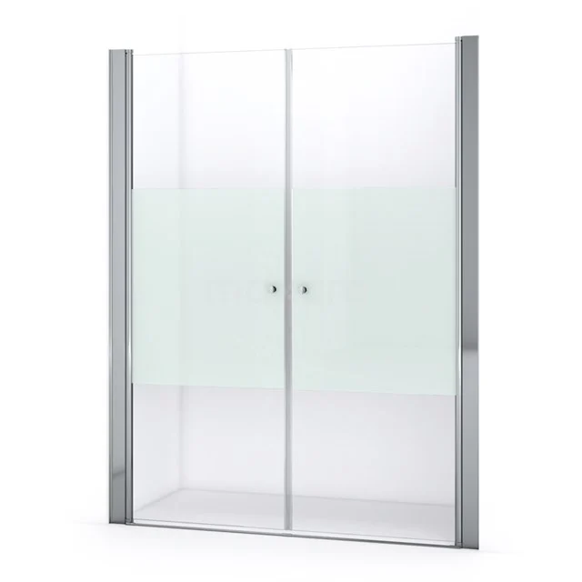 Zircon Comfort Shower door | 160 cm Chrome Clear with matt strip Bi-fold door S0422-1600N