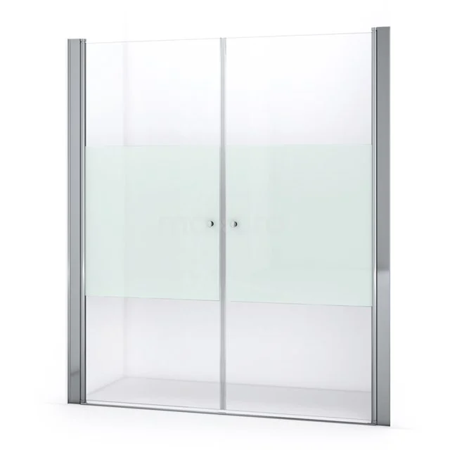 Zircon Comfort Shower door | 180 cm Chrome Clear with matt strip Bi-fold door S0422-1800N