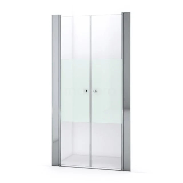 Duschtür mit doppelten Glaspanelen, mat und Klarglas-Kombination, Aluminiumprofile, ideal für ein modernes Badezimmer.